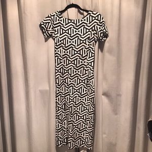 Zara Black & White Geometric Print Midi Dress